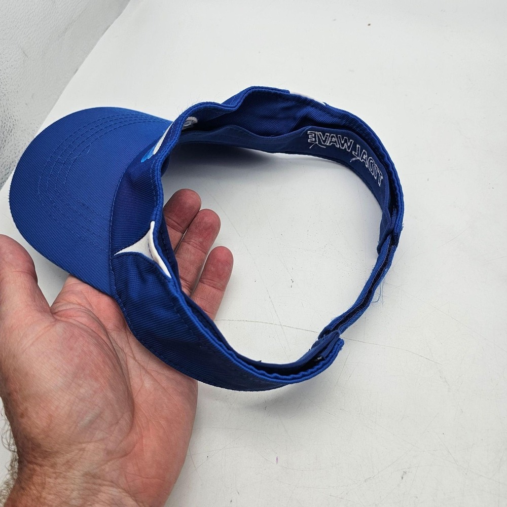 Tidal Wave Hat Visor Strap Back Blue White Embroidered Sport-Tek Mens One Size - Picture 3 of 6